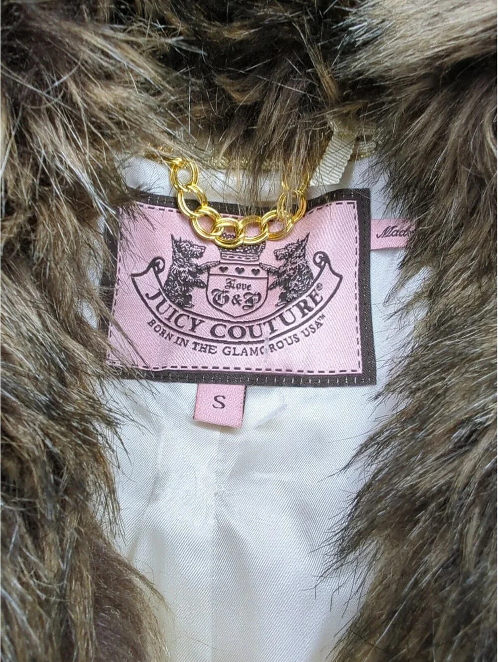 Juicy Couture Wool Coat Formal Jacket Fur Collar Cropped Sleeve White Car Small - Picture 5 of 9